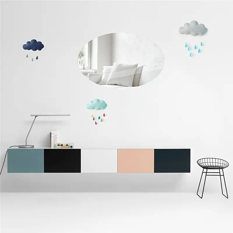 5pc Self-Adhesive Oval Soft Mirrors for Home Decor