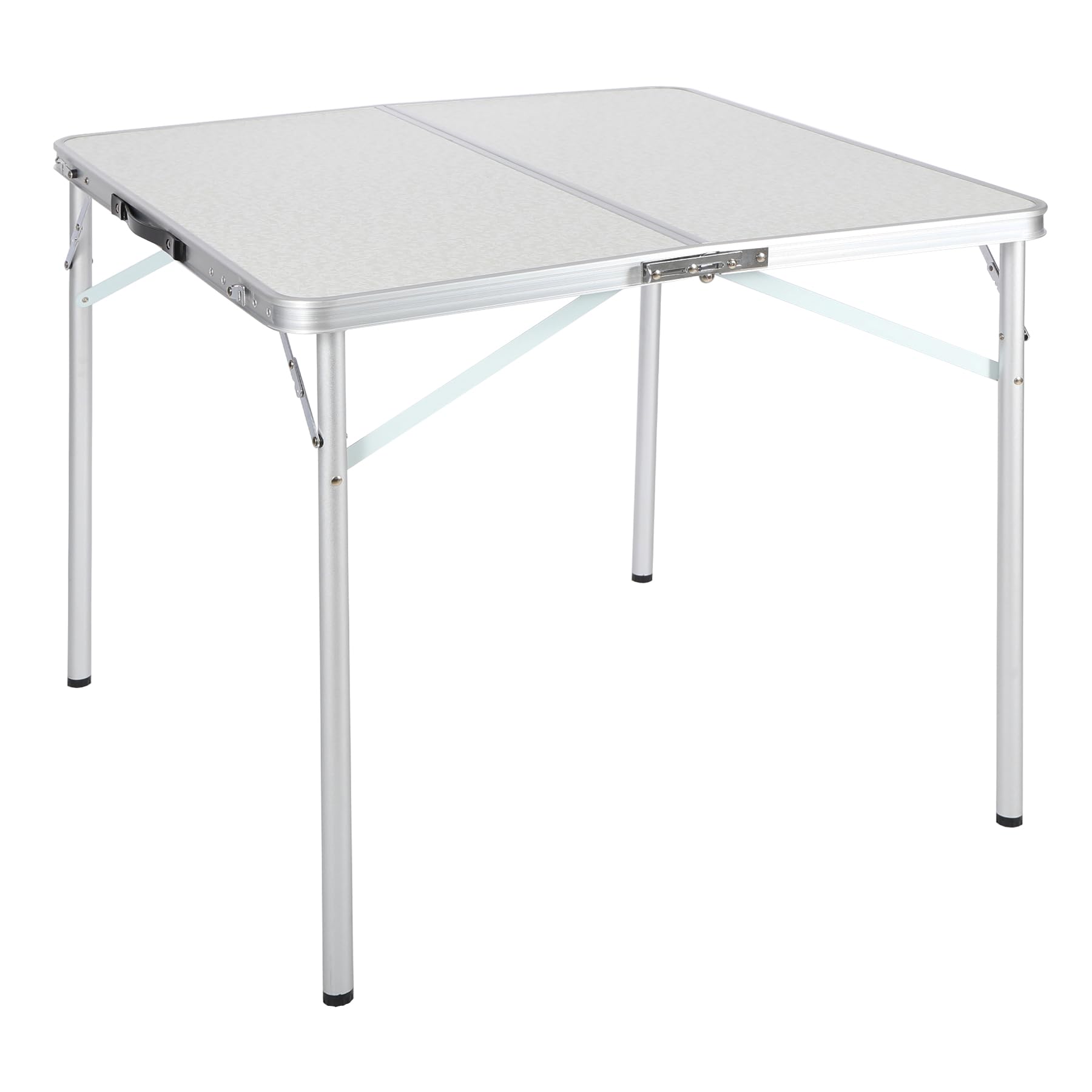 REDCAMP 32" Square Folding Camping Table with Adjustable Heights Legs Lightweight Portable Aluminum Fold in Half Small Card Tables Bridge Tables for Outdoor Picnic White