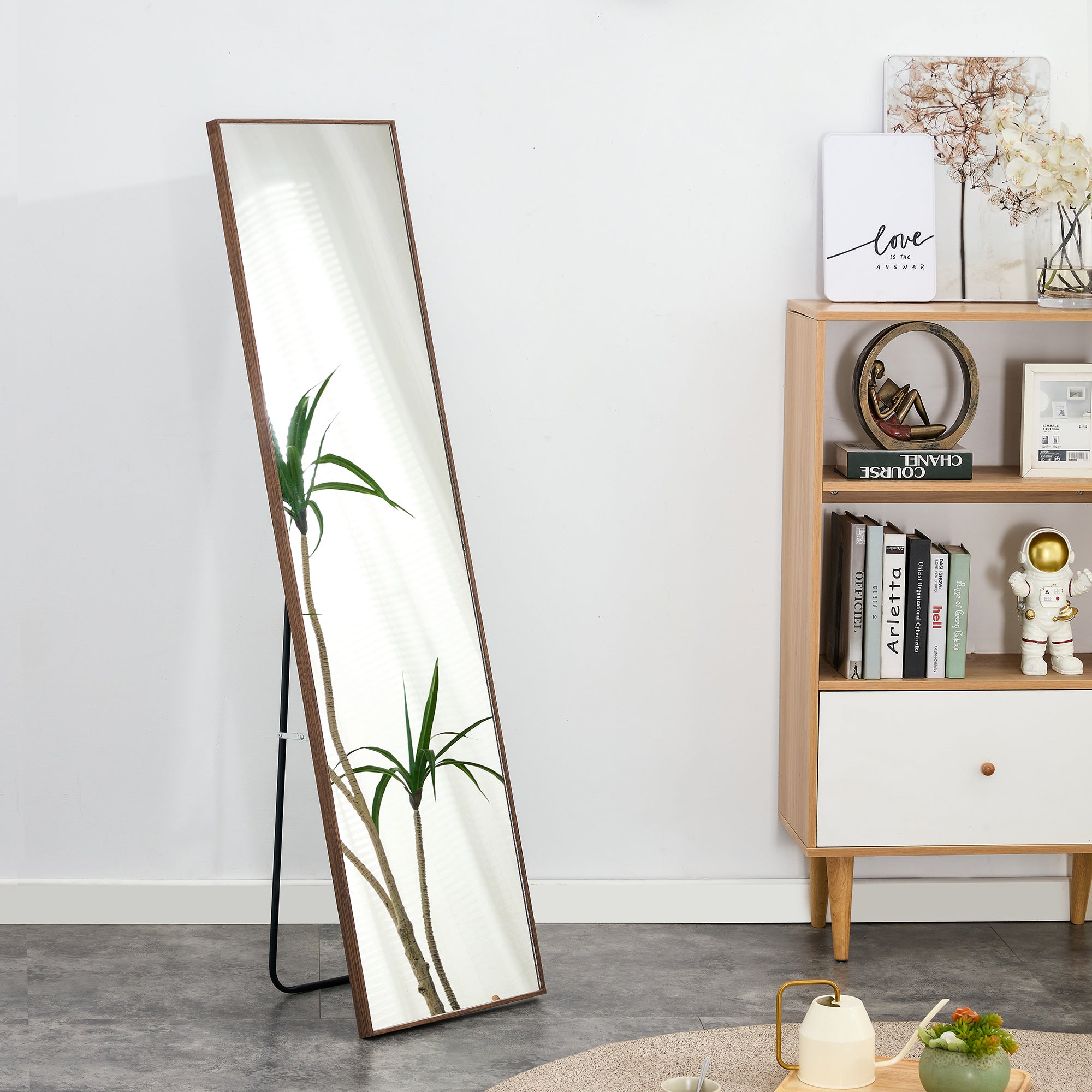 The Fourth-generation Packaging Upgrades Brown Solid Wood Frame Full-length Mirrors, Vanity Mirrors, Decorative Mirrors, And Floor-to-ceiling Mirrors